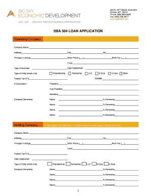 SBA 504 Loan Application