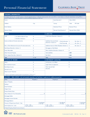 Personal Financial Statement