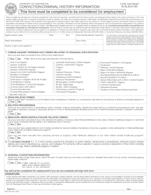 University of Washington Criminal History Disclosure Form