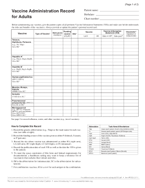 Personal record card - Always provide or update the patients personal record card