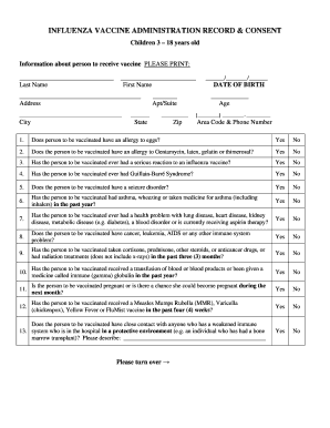 Hepatitis b vaccine medication template - INFLUENZA VACCINE ADMINISTRATION RECORD &amp - chesco