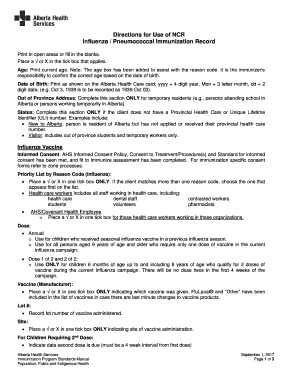 Alberta Influenza Pneumococcal Immunization Record