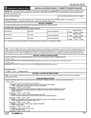 Muscle Injuries Disability Benefits Questionnaire