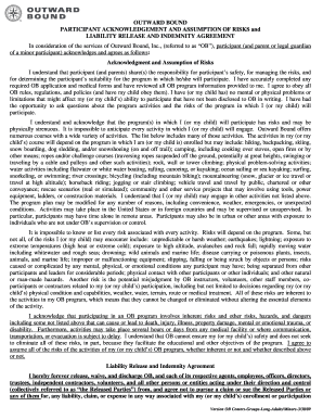 Outward Bound Participant Liability Release Form