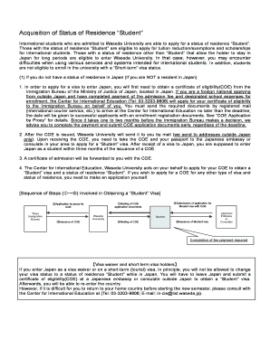 Acquisition of Status of Residence Student - waseda