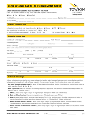 High School Parallel Enrollment Form
