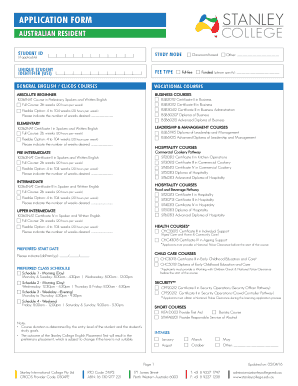 Australian Resident Student Application Form