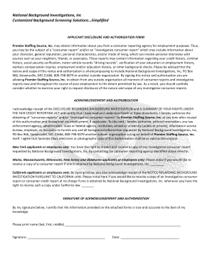 Applicant Disclosure and Authorization Form