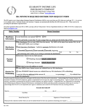 IRA Minimum Required Distribution Request Form