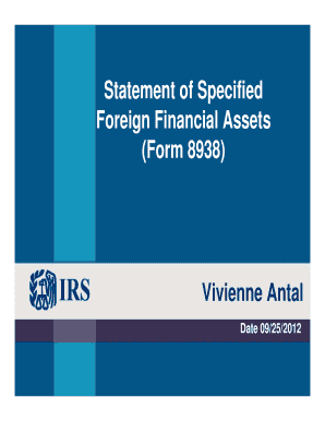 Form 8938 Statement of Specified Foreign Financial Assets