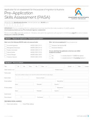 Australia Pre-Application Skills Assessment Form