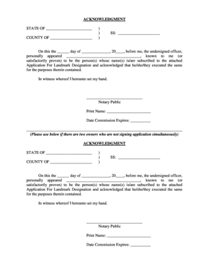 Landmark Designation Acknowledgment Form