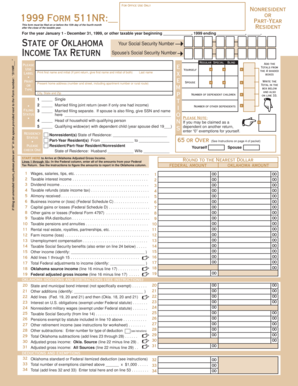 Oklahoma 1999 Form 511NR Income Tax Return