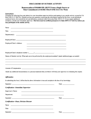 Disclosure of Outside Activity Form
