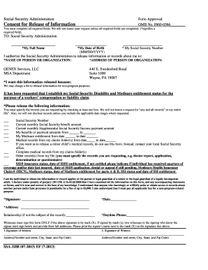 SSA-3288 Consent for Release of Information