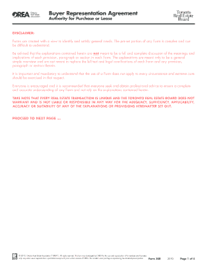 Buyer Representation Agreement Toronto