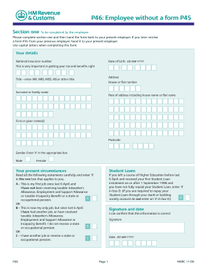 UK Form P46 for New Employees