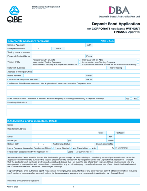 Deposit Bond Application for Corporate Applicants