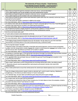 University of Texas Travel Reimbursement Checklist