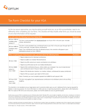HSA Tax Form Checklist