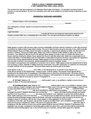 Nebraska Residential Purchase Agreement