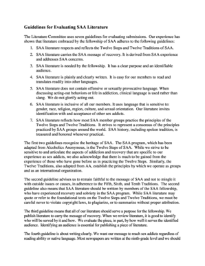 SAA Literature Evaluation Guidelines