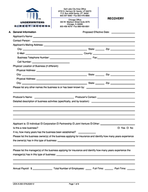 Recovery Agency Insurance Application