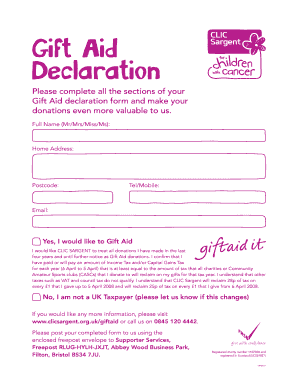 Gift Aid Declaration Form