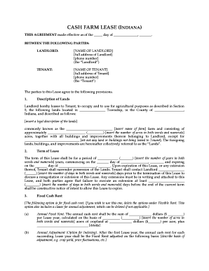 Cash Farm Lease Agreement