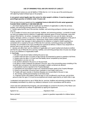 Swimming Pool and Spa Waiver of Liability