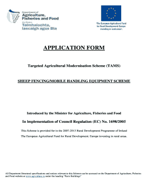 Sheep Fencing and Handling Equipment Application Form