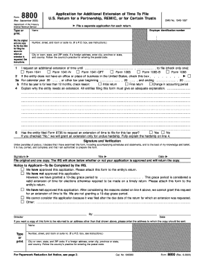 Form 8800 US Tax Extension Application
