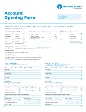 SBI UK Account Opening Form