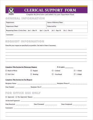 Clerical Support Request Form