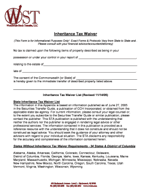 Inheritance Tax Waiver Form
