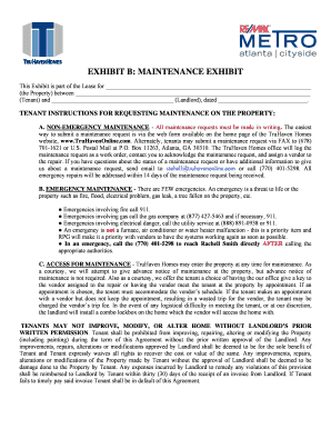 Maintenance Exhibit for Lease Agreement