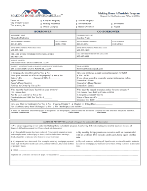 Making Home Affordable Program Request for Modification and Affidavit