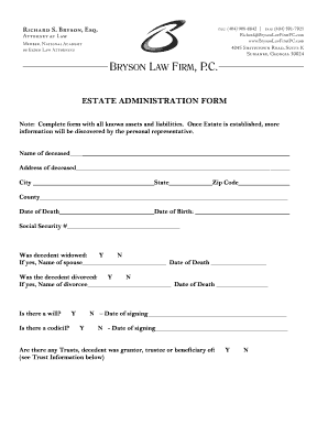 Estate Administration Form