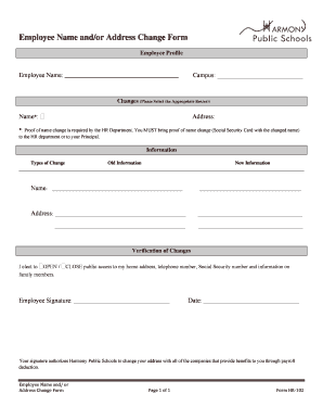 Employee Name and Address Change Form