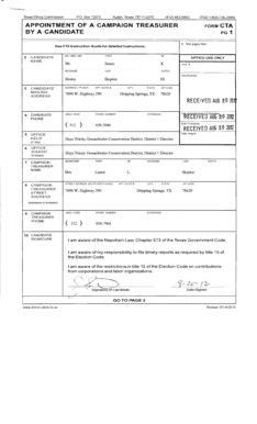 Texas Campaign Treasurer Appointment Form