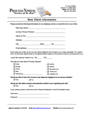 New Client Information Form
