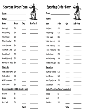 Sporng Order Form