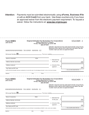 Virginia Form 500ES Estimated Tax Declaration