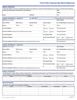 Sample statement of net worth