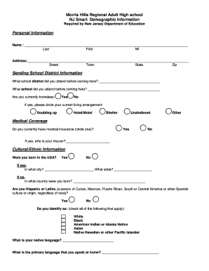 New Jersey Demographic Information Form