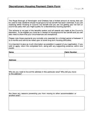 Discretionary Housing Payment Claim Form