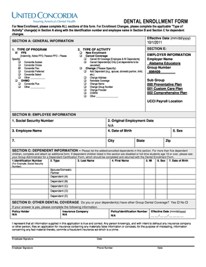 Dental Enrollment Form