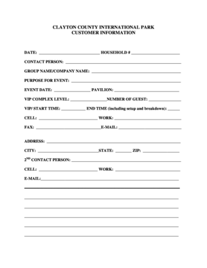 Clayton County International Park Event Reservation Form