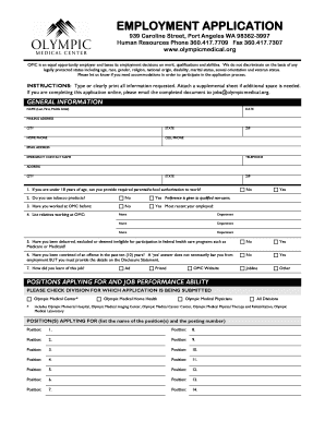 Olympic Medical Center Employment Application