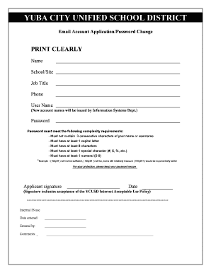 Yuba City Unified School District Email Account Application